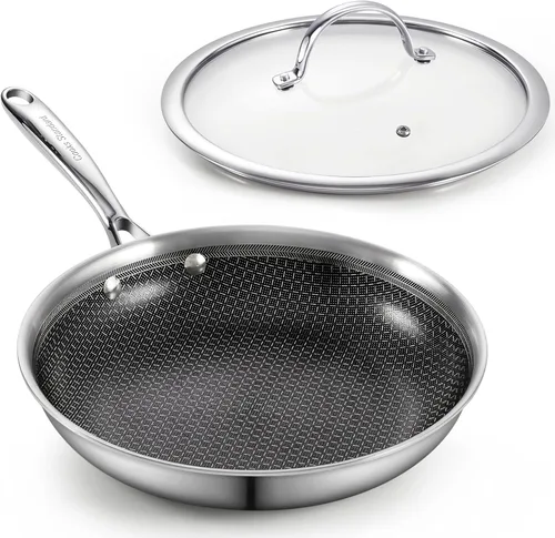Miniatura 9 de Cooks Standard Sartén antiadherente híbrida de 8 pulgadas con revestimiento de varias capas, sartén de acero inoxidable con tapas de vidrio