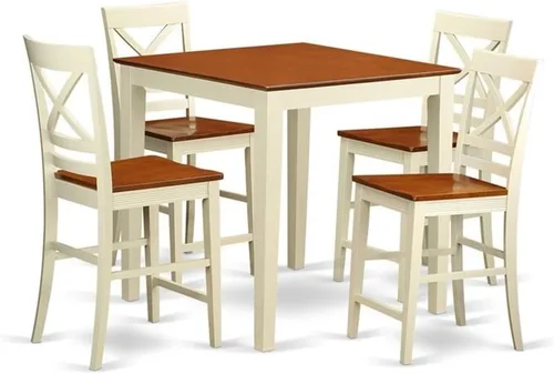 Miniatura 9 de East West Furniture VNQU3-MAH-W - Juego de pub de 3 piezas de altura de mostrador para espacios pequeños que contiene una mesa cuadrada de comedor