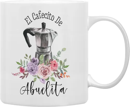 Miniatura 8 de QASHWEY Taza de café floral con texto en inglés "Best Grandma in The World", taza de cerámica impresa de doble cara para cumpleaños de abuelas