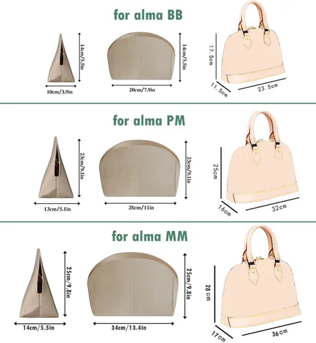 Miniatura 2 de Mujer Alma Organizador Bolsa para LV Alma BB PM MM GM Insertar Fieltro Bolso Organizador 1004red-XL (NLMA-PM)