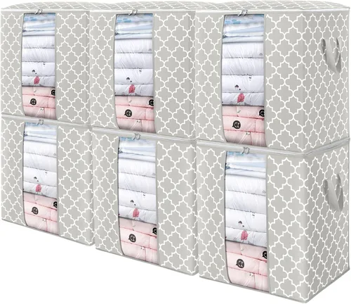 Miniatura 19 de WISELIFE Bolsas de Almacenamiento [3 Unidades/100L] Contenedores Grandes de Organización y Almacenamiento de Mantas y Ropa para Edredones, Ropa