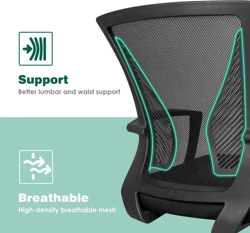 Miniatura 4 de Tuoze Silla ergonómica de malla con respaldo medio para oficina, silla giratoria de escritorio, soporte lumbar, silla de computadora