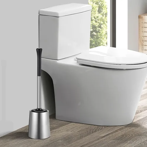 Miniatura 7 de HAMITOR Juego de 2 cepillos para inodoro: 2 unidades de silicona de acero inoxidable para limpieza profunda de inodoro para baño - Accesorios