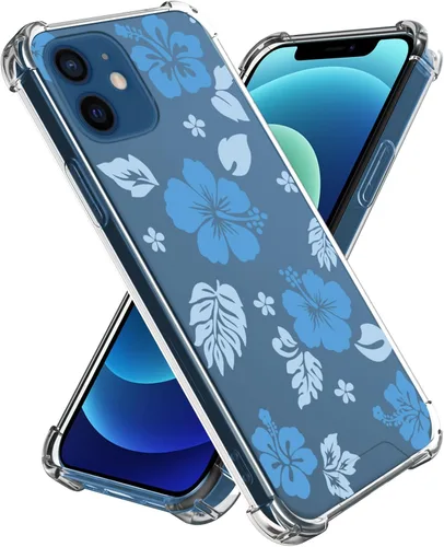 Miniatura 73 de Funda para iPhone 8 Plus y iPhone 7 Plus, linda funda Kawaii azul hibisco hawaiano floral estética floral para niñas preppy mujeres