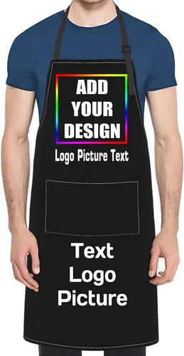 Miniatura 11 de Personalized Custom Apron For Women Men Kitchen Cooking Aprons Customized with Pockets Name Text Logo Picture Estilo 1