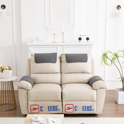 Miniatura 20 de 3 fundas reclinables, fundas de brazo de sherpa para silla reclinable con bolsillos de almacenamiento, funda para reposacabezas para silla