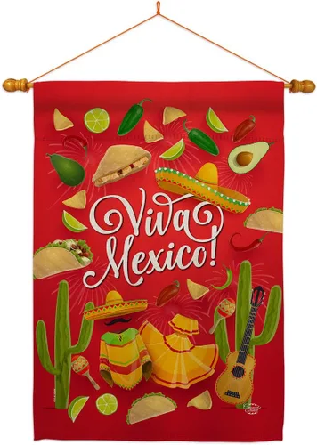 Miniatura 9 de Viva México - Kit de banderas de jardín para casa de jardín, fiesta de verano, cactus y piñata, sombrero mexicano, fiesta mexicana, pequeño regalo
