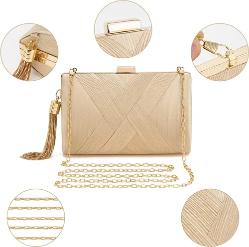 Miniatura 5 de Bolso de mano para mujer, bolso de noche con flecos, bolso de mano para mujer, bolso de mano de boda, bolso de mano con cadena, bolso cruzado