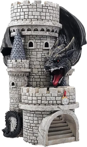 Forged Dice Co. Dragon's Keep Torre de Dados - Torre Rodante de Dados Castillo Pintada a Mano con Luces LED, Hecha de Resina de Alta Resistencia -