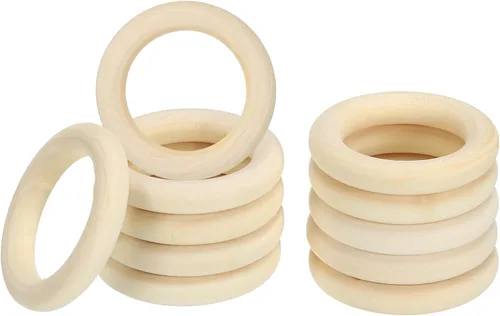 Miniatura 12 de PATIKIL Anillos de madera natural de 1.4 pulgadas de 1.378 in, 30 piezas de 0.236 in de grosor, anillo de madera sin terminar, círculo de lazo