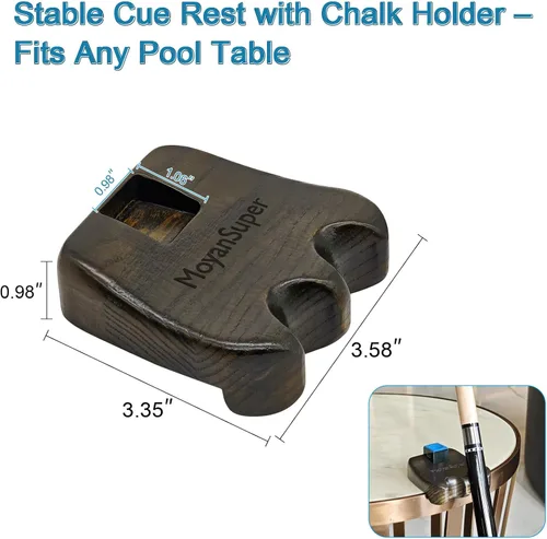 Miniatura 6 de Wood Pool Cue Holder Non-Slip Silicone Base Solid Wooden Construction Holds 2/3/4/5 Cues Weighted Metal Inside for Stability Billiard Accessory