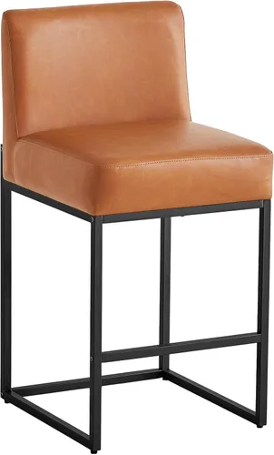 Miniatura 32 de Taburetes de bar de altura de mostrador, taburetes de bar de 26 pulgadas, 1 juego, taburetes de cocina modernos de cuero sintético con respaldos