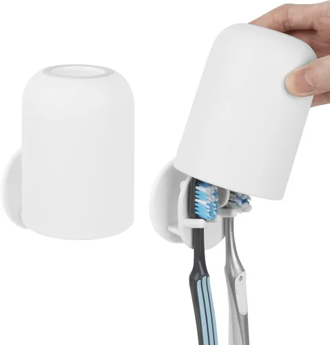 Miniatura 9 de 2 piezas de soportes para cepillo de dientes autoadhesivos montados en la pared, gancho para cepillo de dientes a prueba de agua, 3 en 1