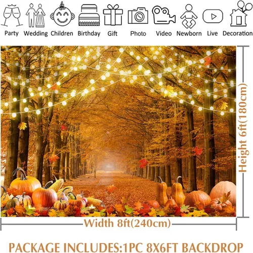 Miniatura 6 de Avezano Telón de fondo de otoño para fotografía, otoño, hojas de bosque de arce, fondo de fotos de Acción de Gracias, decoración de fiesta