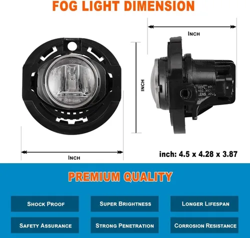 Miniatura 5 de Nixon Offroad Juego de luces antiniebla con bombilla LED para 15-19 Dodge Charger y Chrysler 300/17-20 Chrysler Pacifica / 14-21 Jeep Grand Lente