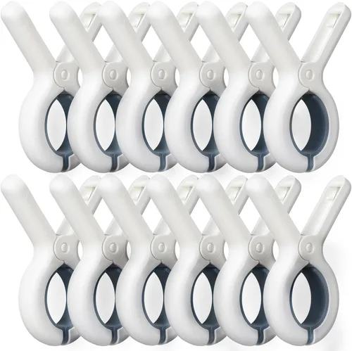 Paquete de 12 clips para toallas de playa con fuertes resortes antioxidantes, clips de toalla resistentes, alfileres de plástico para ropa para