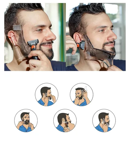 Miniatura 4 de Plantilla de estilo de barba para hombre Estilo de barba clara Herramienta de aseo transparente para barbilla, mejillas y escote de los hombres se