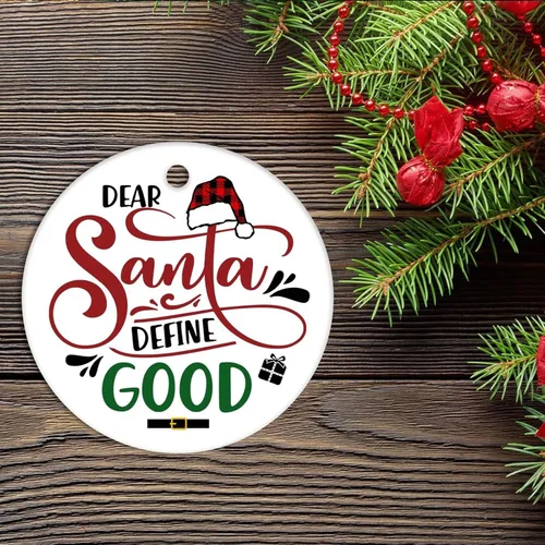 Miniatura 2 de Dear Santa Define Good Christmas Ornament Family Group Gifts - Decoración de árbol de Navidad de doble cara de porcelana de 3 pulgadas, decoración