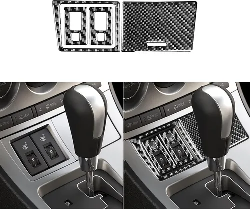 Miniatura 11 de Accesorios de fibra de carbono suave real para interior de coche, panel de cambio de marchas, cubierta de cenicero, calcomanía negra compatible