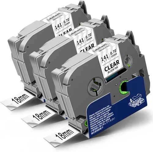 Miniatura 12 de Labelwell Paquete de 3 cintas TZe-111 compatibles con etiquetas adhesivas transparentes de 0.236 in 0.23 pulgadas, TZe111 TZ-111, negro sobre