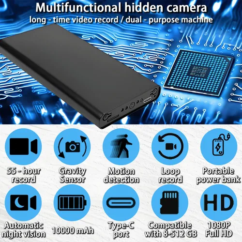 Miniatura 3 de Cámara de seguridad para el hogar - Cámara de vigilancia 1080P - Mini cámara - Cámara interior portátil, con capacidad 10000, doble propósito