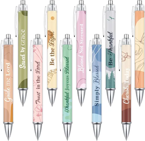 Tinlade 10 piezas de bolígrafos cristianos para mujeres, bolígrafos de tinta religiosa, regalos de Pascua, citas inspiradoras, versículos bíblicos,