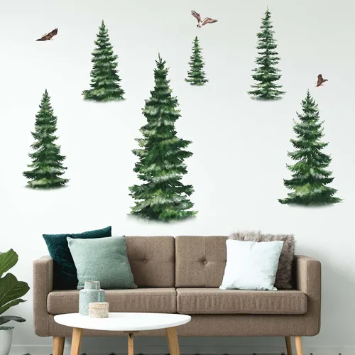 Miniatura 2 de Pegatinas de pared de pino, calcomanías de pared de bosque boscoso, cuarto de bebé, sala de estar, dormitorio, sofá familiar, fondo de TV