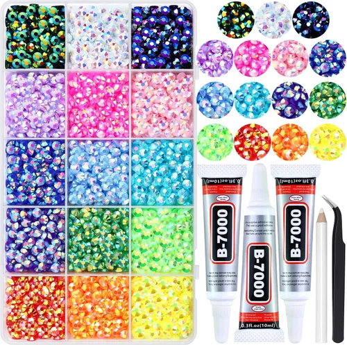 Miniatura 23 de 3000 PIEZAS de Brillantes de Resina con Dorso Plano, 2mm 3mm 4mm 5mm 6mm Rosa Claro AB, Brillantes de Resina en Gel con Dorso Plano para Vasos