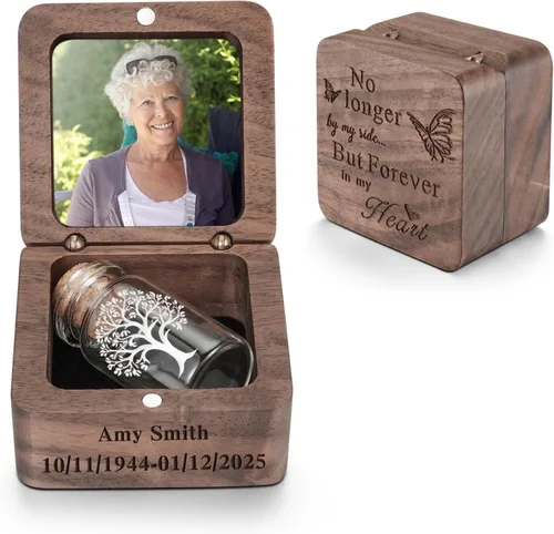 Miniatura 15 de SOITIS Small Urns for Human Ashes Keepsake Stainless Steel Mini Urns for Human Ashes Wooden Box Sharing Tree of Life Ashes Keepsake Cremation Urns