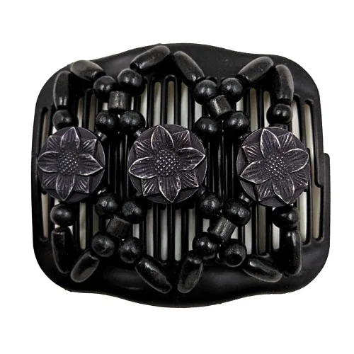 Miniatura 5 de LOVEF 4 piezas de madera doble peines mágicos pinzas para el cabello para mujer, peines para el cabello para hacer moños, accesorios para el cabello
