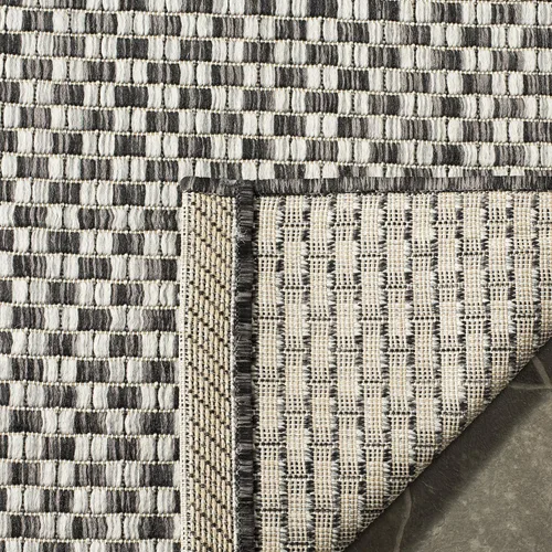 Miniatura 44 de SAFAVIEH Alfombra lavable al aire libre Courtyard Collection - 6'7" x 9'6", azul claro y gris claro, no desprende pelusa y fácil limpieza, ideal
