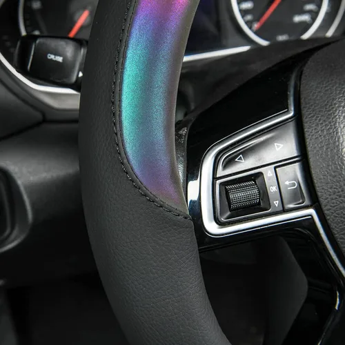 Miniatura 7 de CAR-GRAND Chameleon - Funda reflectante de cuero PU iridescente para volante, 15 pulgadas, ajuste universal para 95% de SUV, sedanes, camionetas