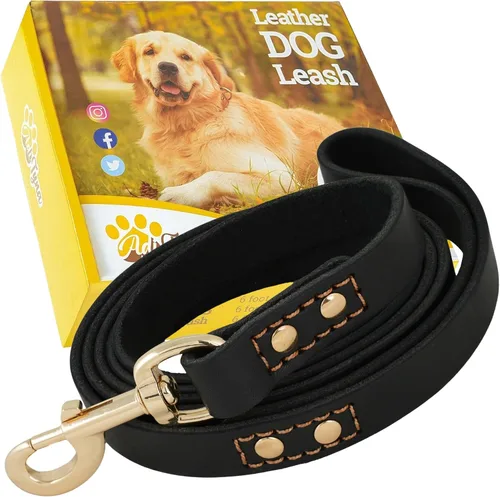 Miniatura 9 de ADITYNA Correa de cuero para perro de 6 pies x 3/4 pulgadas, suave, fuerte, resistente para razas grandes y medianas, correa para perro para Marrón