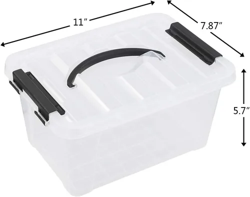 Miniatura 2 de Pekky Caja de almacenamiento de 6 cuartos de galón con asa y pestillo de diseño fresco, cubo organizador de juguetes pequeño, juego de 2