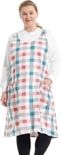 Miniatura 21 de Delantales grandes de talla grande para mujer con bolsillos de algodón y lino para hornear cocina