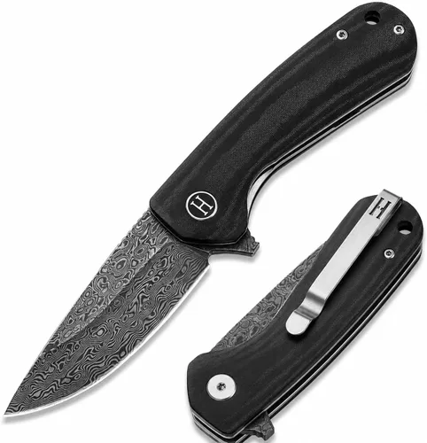 Miniatura 11 de Holtzman's Gorilla Survival Cuchillo plegable campesino con mango táctico G10, hoja de acero D2, juego de caja de regalo (negro) - Ideal para llevar