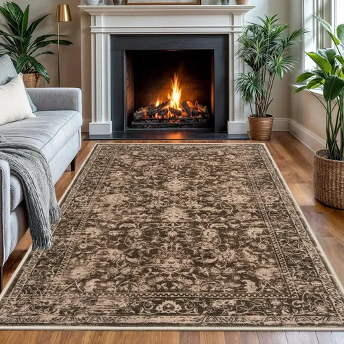 Miniatura 66 de KILOCOCO Alfombra lavable de 2 x 3 para entrada, estampado floral vintage, suave, antideslizante, azul, alfombras de cocina, tapete