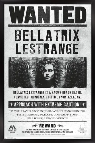 Miniatura 7 de Trends International El mundo mágico: Harry Potter - Póster de Bellatrix Wanted, 14.725" x 22.375", versión con marco de madera tipo granero