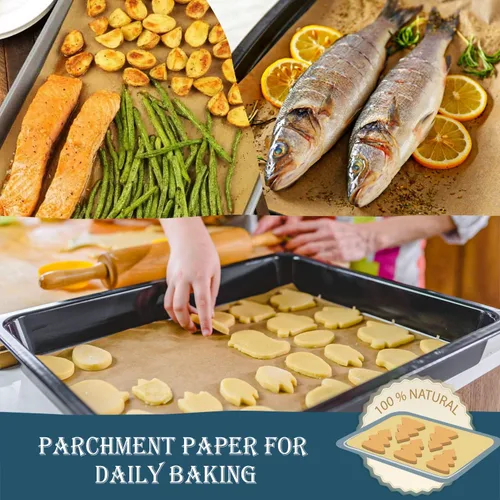 Miniatura 5 de Hiware 200 piezas de hojas de papel pergamino para hornear de 9x13 pulgadas, papel pergamino antiadherente precortado para hornear, cocinar, asar a