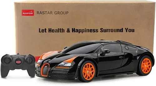 Miniatura 8 de RASTAR Auto RC 1:24 Bugatti Veyron 16.4 Grand Sport Vitesse Radio Control Remoto Racing Toy Car Model Vehicle, Negro/Naranja