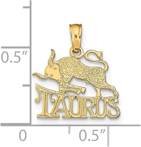 Miniatura 2 de Colgante de oro amarillo macizo de 14 k grabado y bloque TAURUS 0.591in x 0.512in