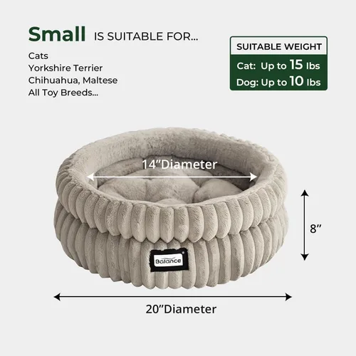 Miniatura 5 de BALANCE Cama para Gatos Cama para Gatitos, Camas Redondas Lavables para Gatos de Interior, Cama para Mascotas de Felpa Súper Suave de Piel Sintética