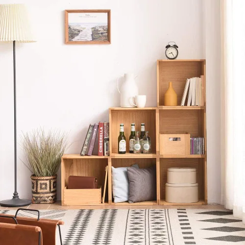 Miniatura 8 de KIRIGEN Cubo de Almacenamiento de Madera Apilable /Cesta/ Contenedores Organizador para Hogar Libros Ropa Juguetes Sistema de Almacenamiento Modular