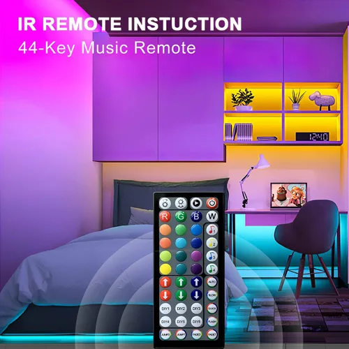 Miniatura 4 de Tenmiro Tira de luces LED de 32.8 pies, RGB LED inteligente con sincronización de música que cambia de color, tiras de luces LED con control remoto