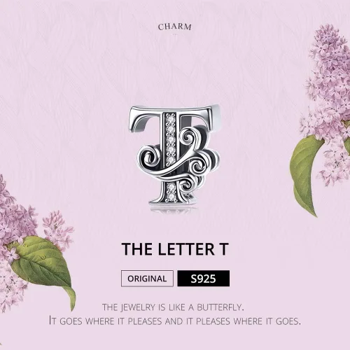 Miniatura 6 de BISAER Dijes de plata de ley 925 con inicial de letra A-Z para pulseras, cuentas del alfabeto, regalos de joyería, Plata esterlina Diamante