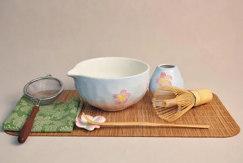 Miniatura 10 de Juego de cuencos de matcha, juego de matcha de cerámica con cuenco y batidor, soporte para batidor, tamiz, cuchara, reposapallo y toalla de té, kit