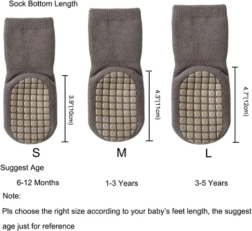 Miniatura 3 de Exegawe Baby Non Slip Socks Winter 5 Pairs Kid Thick Warm Crew Socks with Grips
