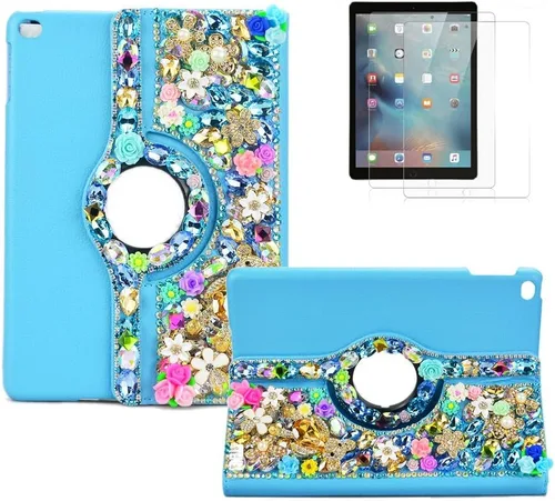 Miniatura 13 de Bling - Funda compatible con Samsung Galaxy Tab A7 10.4 (2022) - Elegante - 3D hecha a mano con mariposa de cristal giratoria de 360 grados