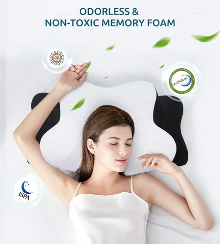 Miniatura 7 de Almohada Cervical para Cuello y Hombro, Almohadas de Contorno Ergonómico de Espuma Viscoelástica para Dormir con Funda de Almohada Lavable, Almohada