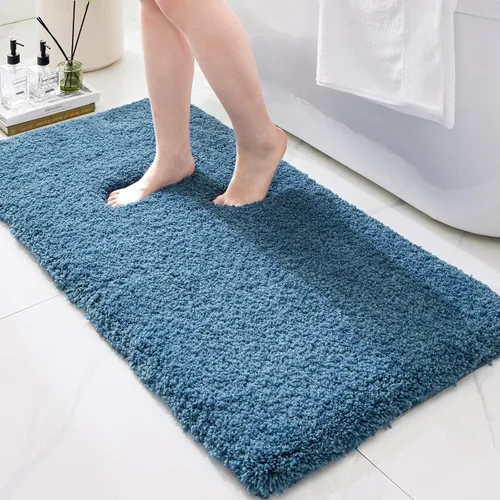 Miniatura 22 de Alfombras de baño antideslizantes, lavables, ultra gruesas, suaves, de microfibra absorbente, de látex de espuma de alta densidad, con respaldo Beige